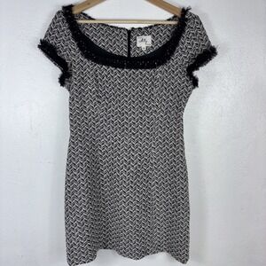 Milly Of New‎ York Black And White Chevron Print Wool Blend Mini Dress Size 6